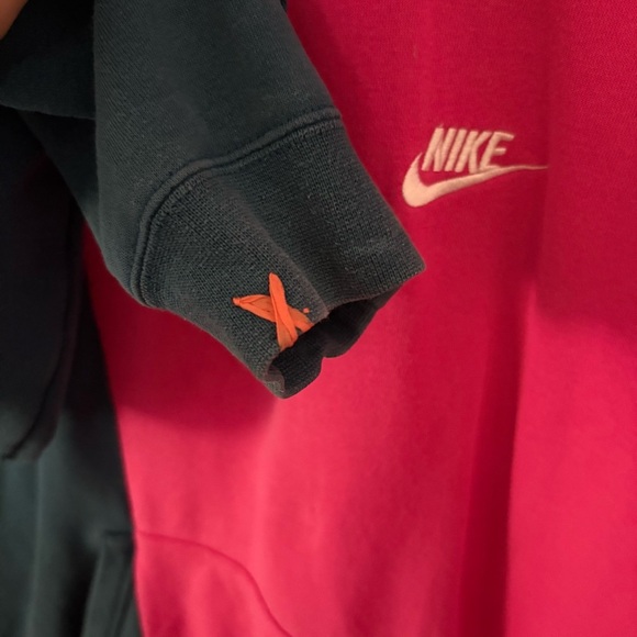 NIKE sz M DIY Fleece Hoodie Half Zip Pink Blue Half Long Sleeve - Picture 10 of 15